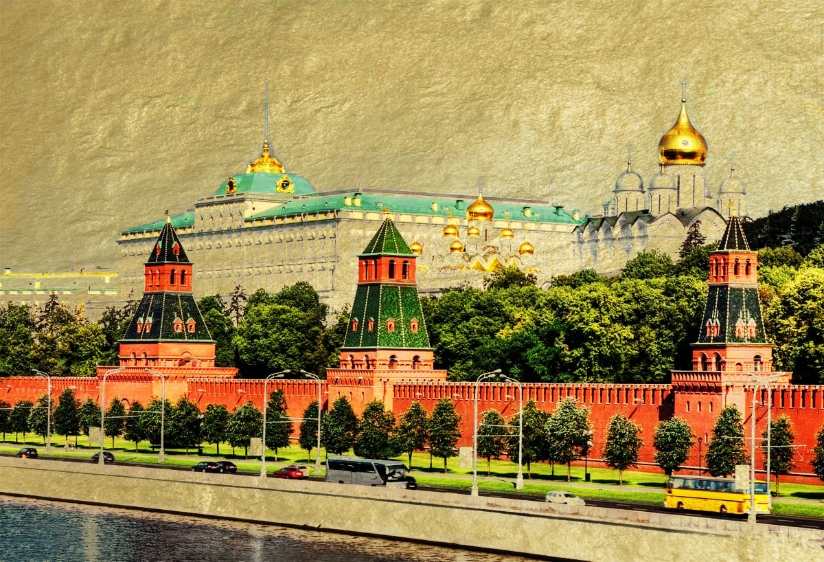 Московский кремль - гравюра на сусальном золоте